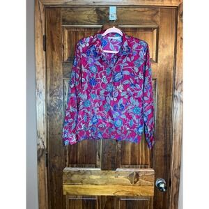 Alfred‎ Dunner Women's Pink Floral Button Down Shirt Size 16